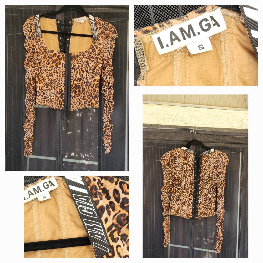 I.AM.GIA Animal Print Ruched Top - Picture 2 of 2